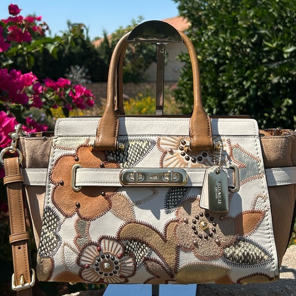 Coach Handbags - COACH Swagger 27 Patchwork Tea Rose Multi Texture Leather Crossbody